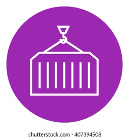 Icono de línea de contenedor de carga.