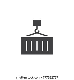 Cargo container loading icon vector, filled flat sign, solid pictogram isolated on white. Logistics freight symbol, logo illustration