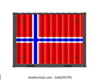 Cargo container Norway flag on a white background. Vector illustration.