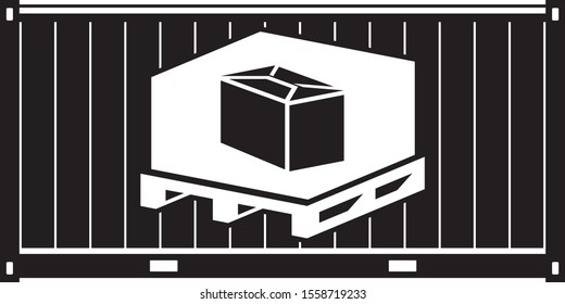 Cargo container with pallet and carton for transportation of goods - vector transportation