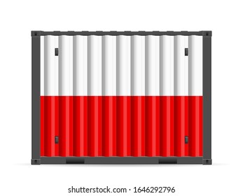 Cargo container Poland flag on a white background. Vector illustration.