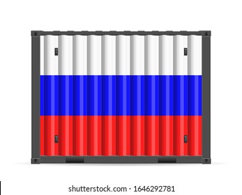 Cargo container Russia flag on a white background. Vector illustration.