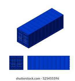 Cargo container set.Isolated on white background. Vector illustration. Isometric view.