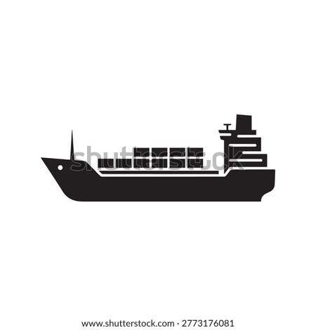 Cargo container ship icon for logistics and shipping services vector