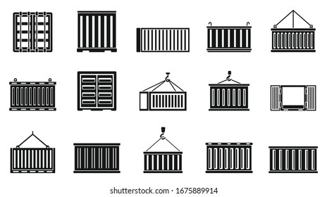 Symbole für Containerschiffe in Frachtcontainern. Einfache Set einfacher Satz von Frachtcontainer Schiff-Vektorsymbole für Webdesign auf weißem Hintergrund