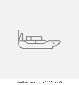 Cargo container ship line icon for web, mobile and infographics. Vector dark grey icon isolated on light grey background.