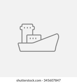 Cargo container ship line icon for web, mobile and infographics. Vector dark grey icon isolated on light grey background.