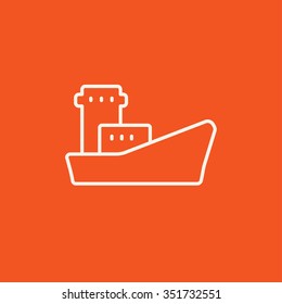 Icono de línea de envío de contenedor de carga para web, móvil e infografías. Icono blanco vector aislado en fondo rojo.