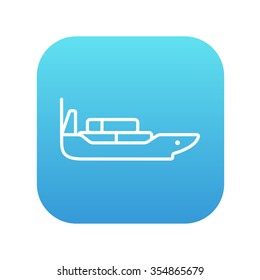 Cargo container ship line icon for web, mobile and infographics. Vector white icon on the blue gradient square with rounded corners isolated on white background.