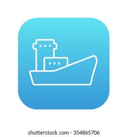 Icono de línea de envío de contenedor de carga para web, móvil e infografías. Icono de blanco vector en el cuadrado de gradiente azul con esquinas redondeadas aisladas en fondo blanco.