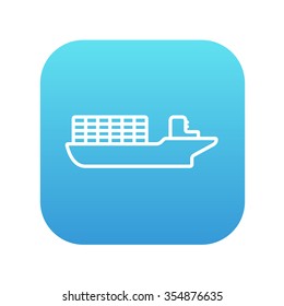 Icono de línea de envío de contenedor de carga para web, móvil e infografías. Icono de blanco vector en el cuadrado de gradiente azul con esquinas redondeadas aisladas en fondo blanco.