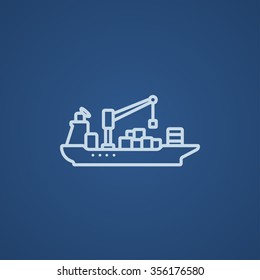 Icono de línea de envío de contenedor de carga para web, móvil e infografías. Icono azul claro del vector aislado en fondo azul.