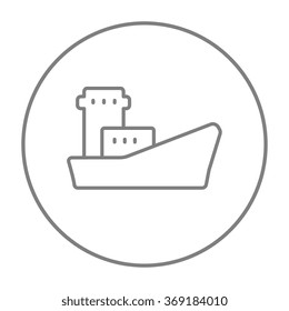 Cargo container ship line icon.
