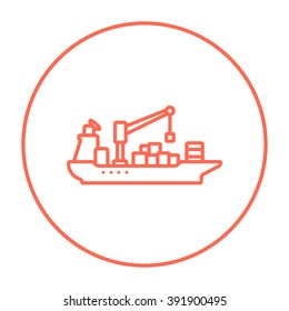 Cargo container ship line icon.