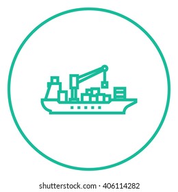Icono de línea de envío del contenedor de carga.