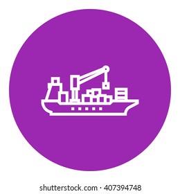 Cargo container ship line icon.