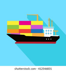 Cargo container ship sailing.Vector Illustration