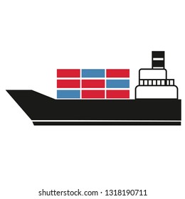 cargo container ship simlple art geometric illustration. Icon, graphic symbol, part of image design Various transport, city transportation and machinery