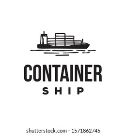 Cargo container ship simple logo design