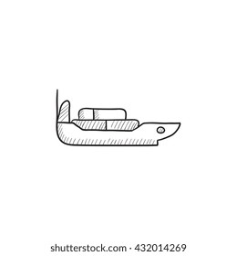 Cargo container ship vector sketch icon isolated on background. Hand drawn Cargo container ship icon. Cargo container ship sketch icon for infographic, website or app.
