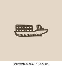 Cargo container ship vector sketch icon isolated on background. Hand drawn Cargo container ship icon. Cargo container ship sketch icon for infographic, website or app.