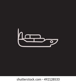 Cargo container ship vector sketch icon isolated on background. Hand drawn Cargo container ship icon. Cargo container ship sketch icon for infographic, website or app.