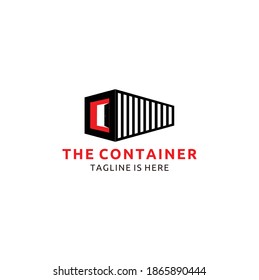 Cargo Container or Shipping Container with Initial Letter C and Door Vector Design