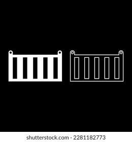 Cargo container shipping shipment storage transport goods products freight box set icon white color vector illustration image solid fill outline contour line thin flat style