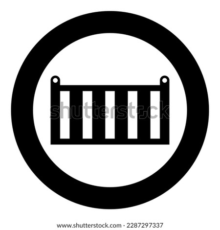 Cargo container shipping shipment storage transport goods products freight box icon in circle round black color vector illustration image solid outline style