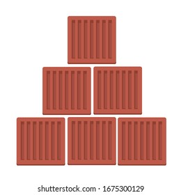 Cargo container for shipping and transportation work on white background. Vector illustration in trendy flat style. EPS 10.