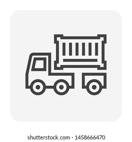 Cargo container and truck vector icon design for shipping industrial concept design, editable stroke.