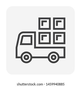 Cargo container and truck vector icon design for shipping industrial concept design, editable stroke.