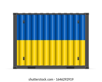 Frachtcontainer Ukraine Flagge auf weißem Hintergrund. Vektorillustration.