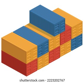 ilustración vectorial de contenedor de carga 3d diseño