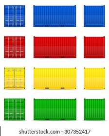 Cargo Container Vector Illustration Isolated On White Background