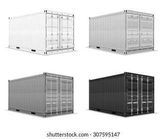 Cargo Container Vector Illustration Isolated On White Background