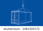 Cargo container. Wire-frame style. Vector rendering of 3d