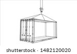 Cargo container. Wire-frame style. Vector rendering of 3d