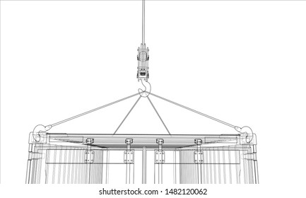Cargo container. Wire-frame style. Vector rendering of 3d