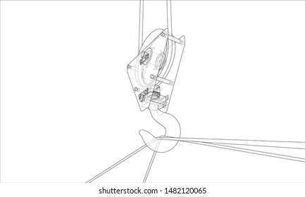 Cargo container. Wire-frame style. Vector rendering of 3d