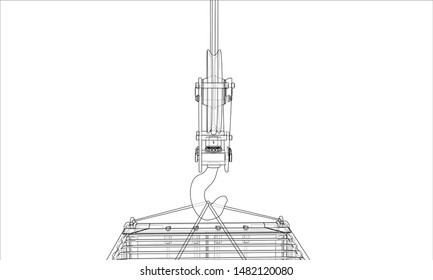 Cargo container. Wire-frame style. Vector rendering of 3d