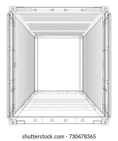 Cargo container. Wire-frame style. Vector rendering of 3d