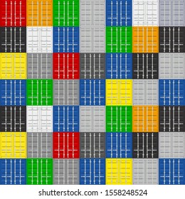 Cargo Containers Doors Pattern Multicolored Background. Vector illustration