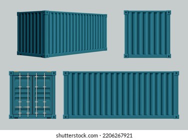 Frachtcontainer Realistischer offener und geschlossener Stahlkäfig für verschiedene Transportprodukte, der Lagerung von anständigen Vektorcontainern entspricht