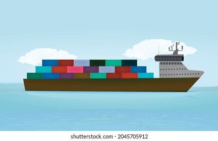 Cargo containers ship. vector illustration