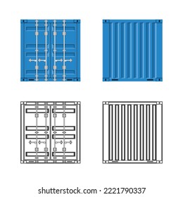Cargo containers templates set with different views isolated on white background. Shipping cargo container for Logistics and Transportation. Delivery concept. Vector illustration.