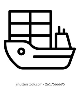 Cargo containers transportation vessel line icon, marine port concept. Vector graphics. Shipping transport, delivery sign on white background, style mobile or design