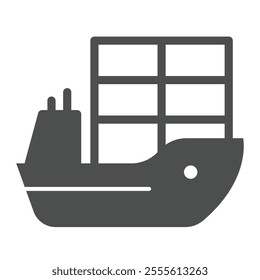 Cargo containers transportation vessel solid icon, marine port concept. Vector graphics. Water shipping, sea delivery sign on white background, glyph style icon for mobile or web design