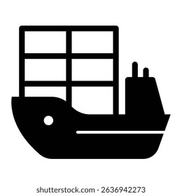 Cargo containers transportation vessel solid icon, marine port concept. Vector graphics. Water shipping, sea delivery sign on white background, style mobile or design