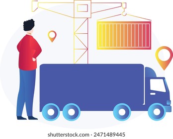 Cargo Container,Vector Icon which can easily modify or edit